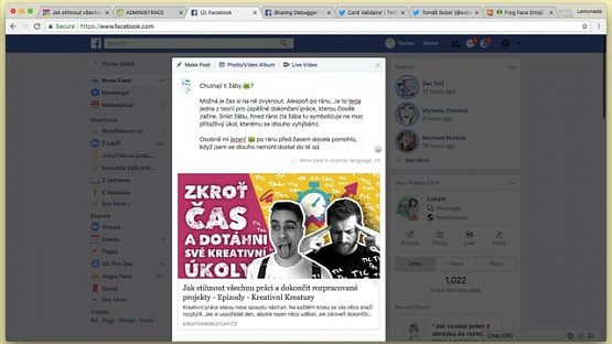 Ruční sdílení odkazu na Facebook a Twitter
